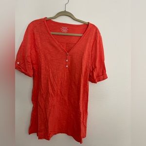 Chico’s v neck orange cotton blouse